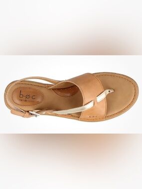 b.o.c. Tan and Metallic Gold Toe-Loop Sandals, Sz 11